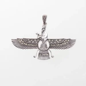 مدال ( آویز ) گردنبند نقره نگین دار طرح فروهر